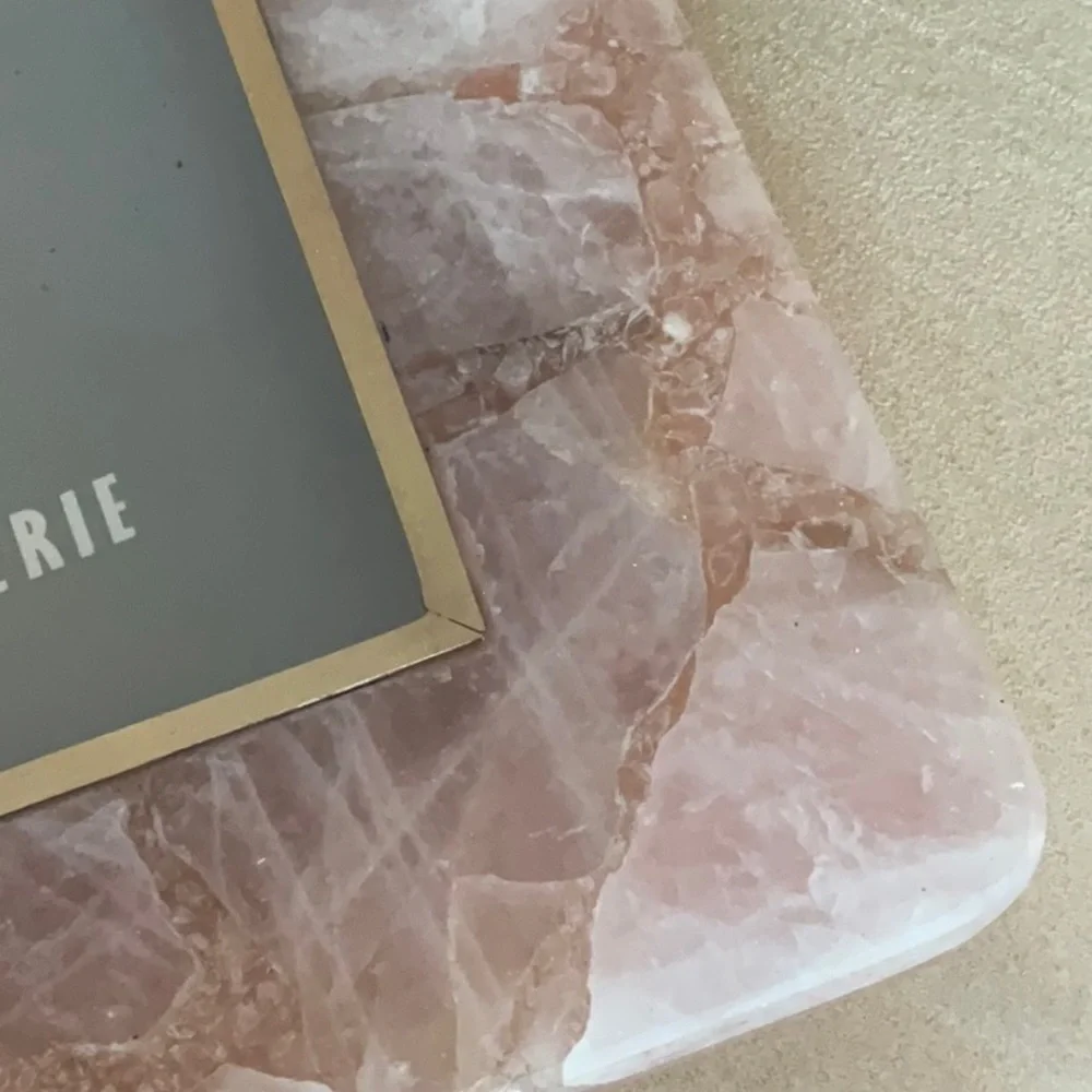 NEW ROSE QUARTZ PICTURE FRAME 5” X 7” PHOTO gorgeous z gallerie